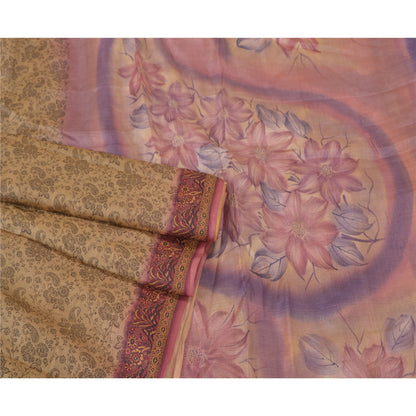 Sanskriti Vintage Brown Sarees 100% Pure Silk Woven Premium Sari Craft Sustainable Fabric