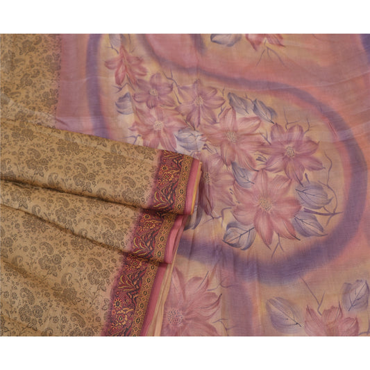 Sanskriti Vintage Brown Sarees 100% Pure Silk Woven Premium Sari Craft Sustainable Fabric