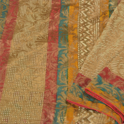 Sanskriti Vintage Indian Sarees Georgette Woven Premium Sari Craft 5 Yard Sustainable Fabric