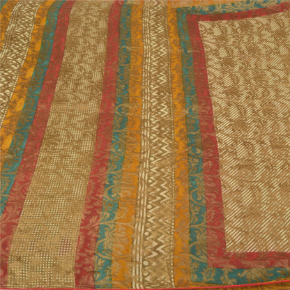 Sanskriti Vintage Indian Sarees Georgette Woven Premium Sari Craft 5 Yard Sustainable Fabric
