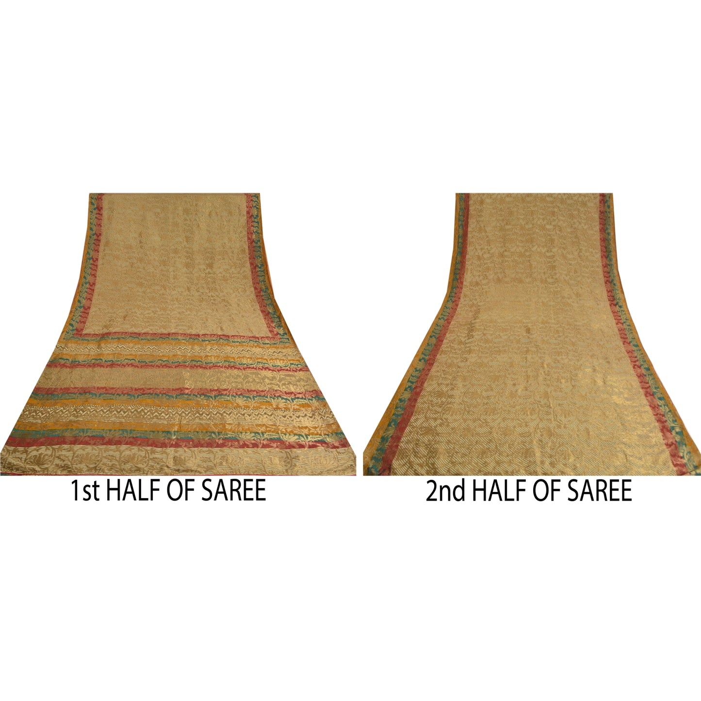 Sanskriti Vintage Indian Sarees Georgette Woven Premium Sari Craft 5 Yard Sustainable Fabric