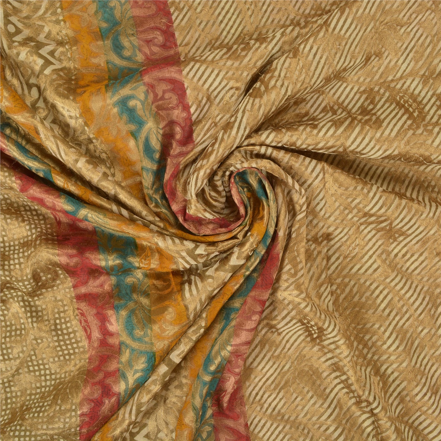 Sanskriti Vintage Indian Sarees Georgette Woven Premium Sari Craft 5 Yard Sustainable Fabric