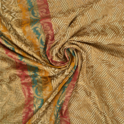 Sanskriti Vintage Indian Sarees Georgette Woven Premium Sari Craft 5 Yard Sustainable Fabric