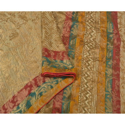 Sanskriti Vintage Indian Sarees Georgette Woven Premium Sari Craft 5 Yard Sustainable Fabric