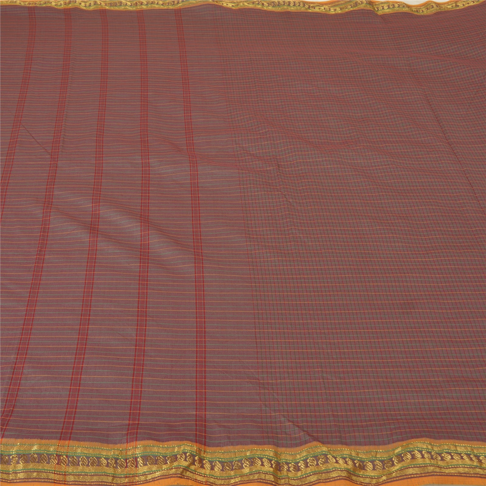 Sanskriti Vintage Lilla Indiske Sarees Bomuldsvævet Ilkal Premium Sari Bæredygtigt Stof