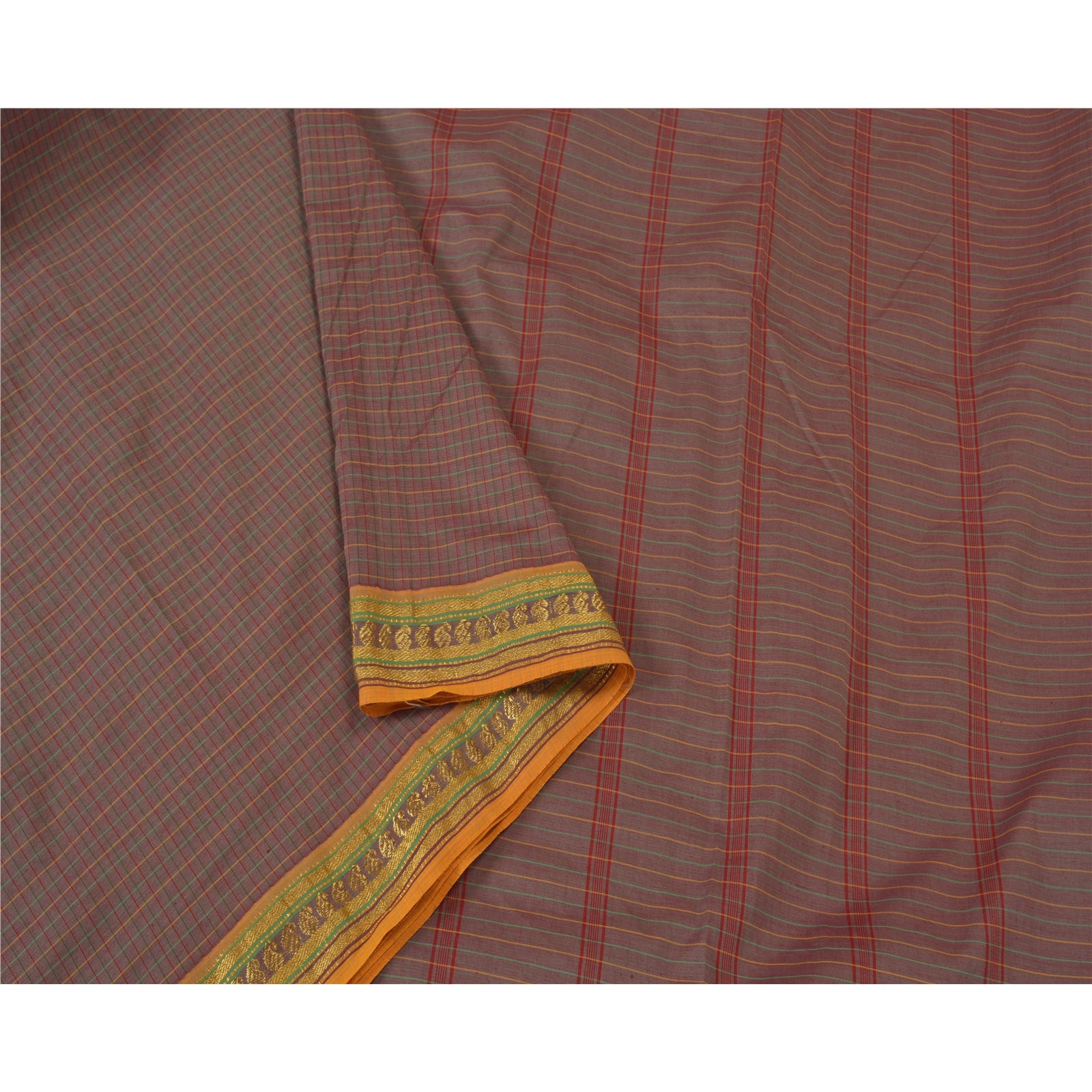 Sanskriti Vintage Lilla Indiske Sarees Bomuldsvævet Ilkal Premium Sari Bæredygtigt Stof