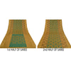 Sanskriti Vintage Green Sarees 100% Pure Silk Woven Premium Sari Craft Sustainable Fabric