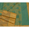 Sanskriti Vintage Green Sarees 100% Pure Silk Woven Premium Sari Craft Sustainable Fabric