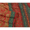 Sanskriti Vintage Red Indian Sarees 100% Pure Silk Hand Beaded Sari Craft Sustainable Fabric
