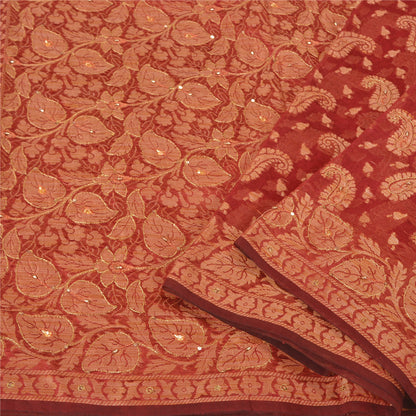 Санскритские винтажные индийские сари из смешанного шелка, расшитого вручную бисером, премиальная ткань для сари из экологически чистой ткани