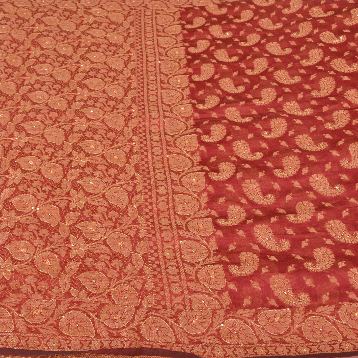 Санскритские винтажные индийские сари из смешанного шелка, расшитого вручную бисером, премиальная ткань для сари из экологически чистой ткани