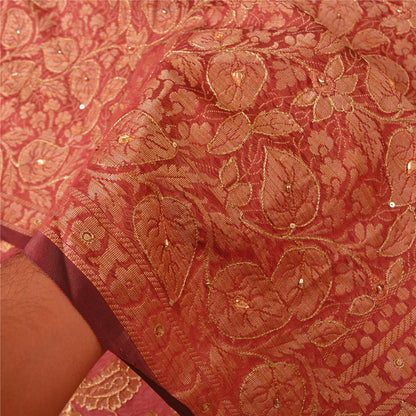 Санскритские винтажные индийские сари из смешанного шелка, расшитого вручную бисером, премиальная ткань для сари из экологически чистой ткани