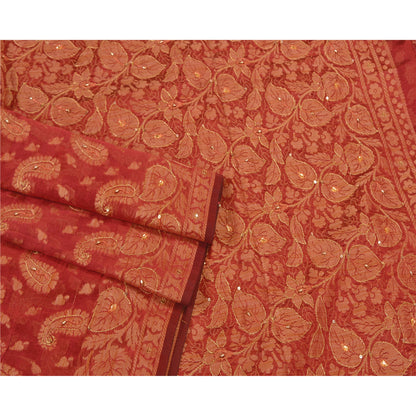 Санскритские винтажные индийские сари из смешанного шелка, расшитого вручную бисером, премиальная ткань для сари из экологически чистой ткани