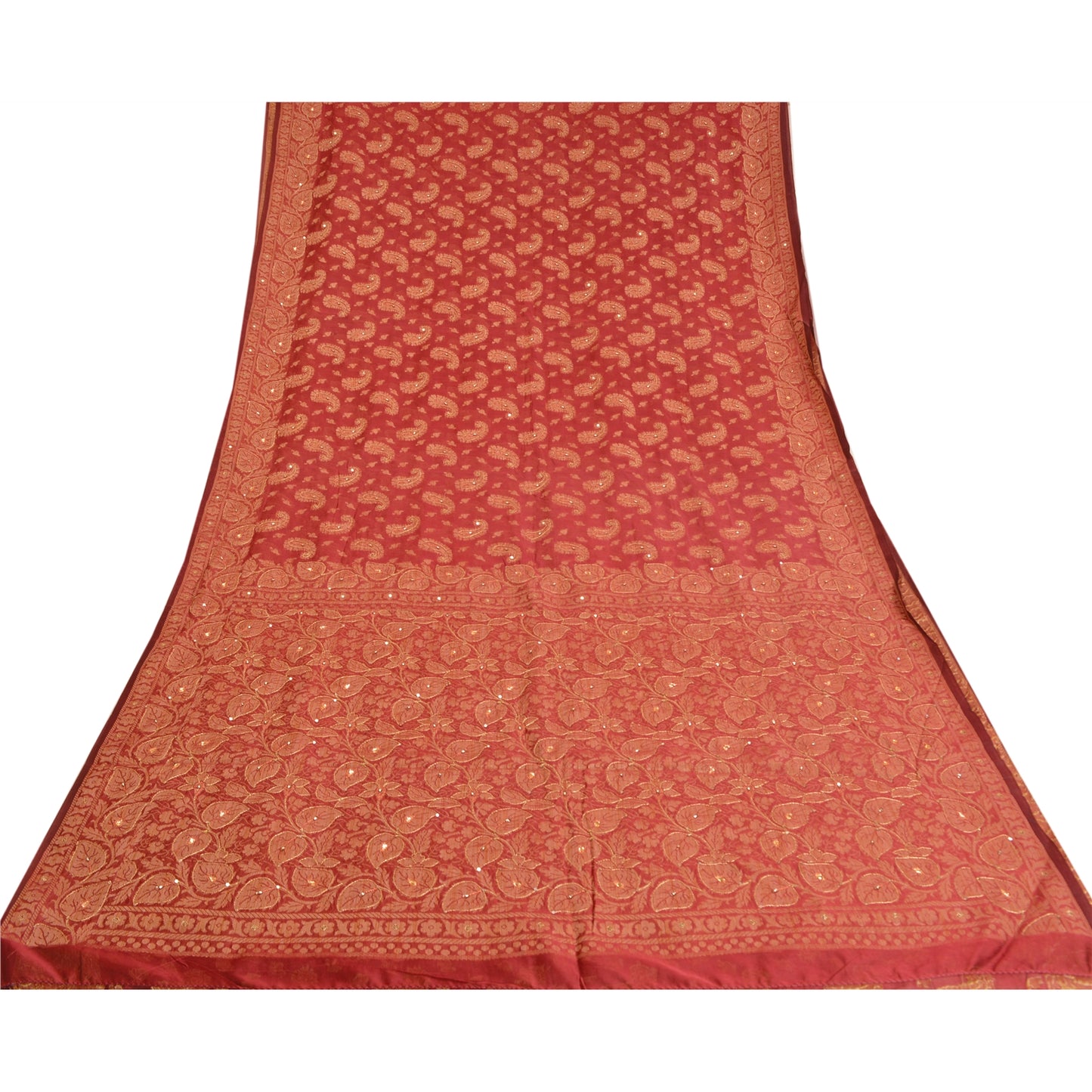 Санскритские винтажные индийские сари из смешанного шелка, расшитого вручную бисером, премиальная ткань для сари из экологически чистой ткани