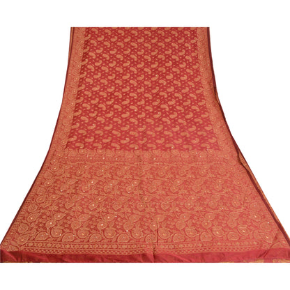 Санскритские винтажные индийские сари из смешанного шелка, расшитого вручную бисером, премиальная ткань для сари из экологически чистой ткани