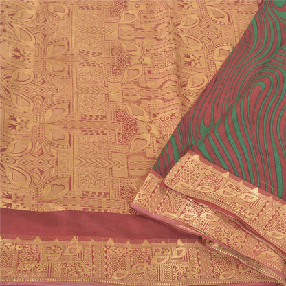 Sanskriti Vintage Dark Red Sarees 100% Pure Silk Woven Printed Sari Craft Sustainable Fabric