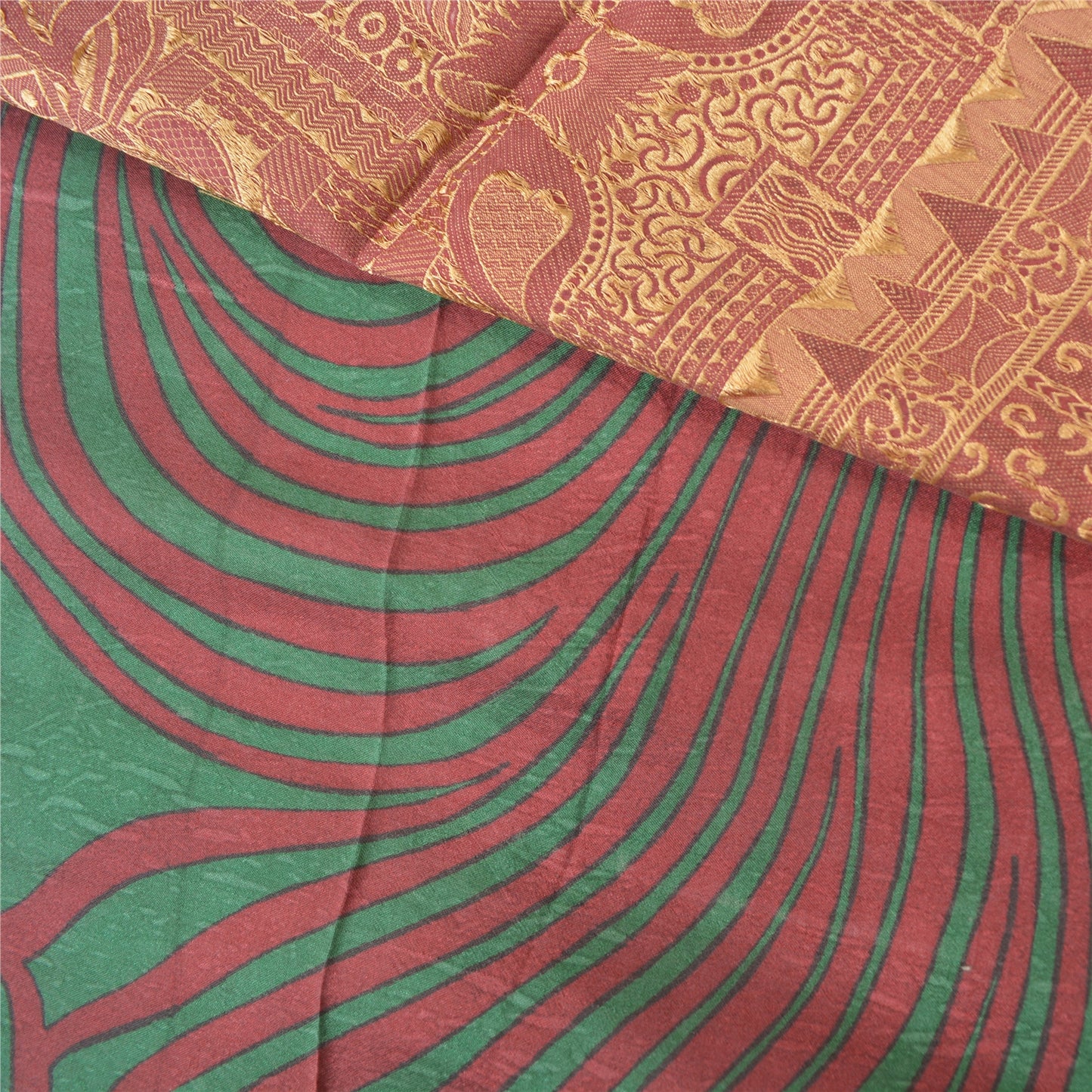 Sanskriti Vintage Dark Red Sarees 100% Pure Silk Woven Printed Sari Craft Sustainable Fabric