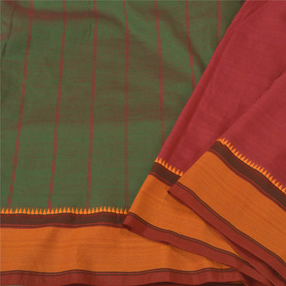 Sanskriti Vintage Dark Red Sarees Blend Cotton Woven Premium Sari Craft Sustainable Fabric