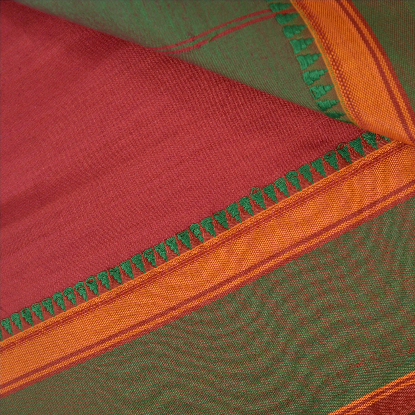Sanskriti Vintage Dark Red Sarees Blend Cotton Woven Premium Sari Craft Sustainable Fabric