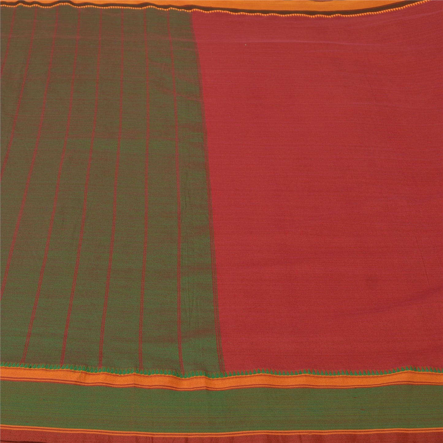 Sanskriti Vintage Dark Red Sarees Blend Cotton Woven Premium Sari Craft Sustainable Fabric