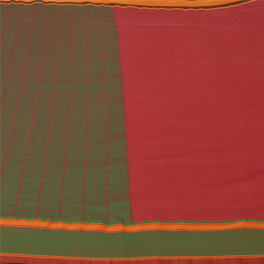 Sanskriti Vintage Dark Red Sarees Blend Cotton Woven Premium Sari Craft Sustainable Fabric