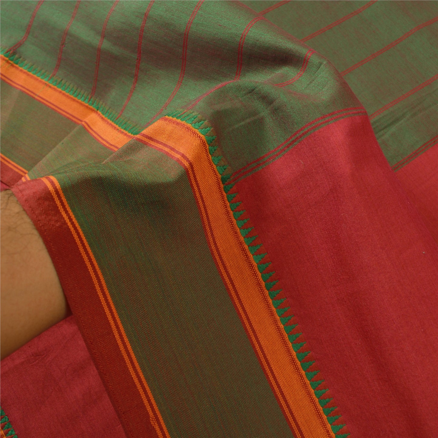 Sanskriti Vintage Dark Red Sarees Blend Cotton Woven Premium Sari Craft Sustainable Fabric