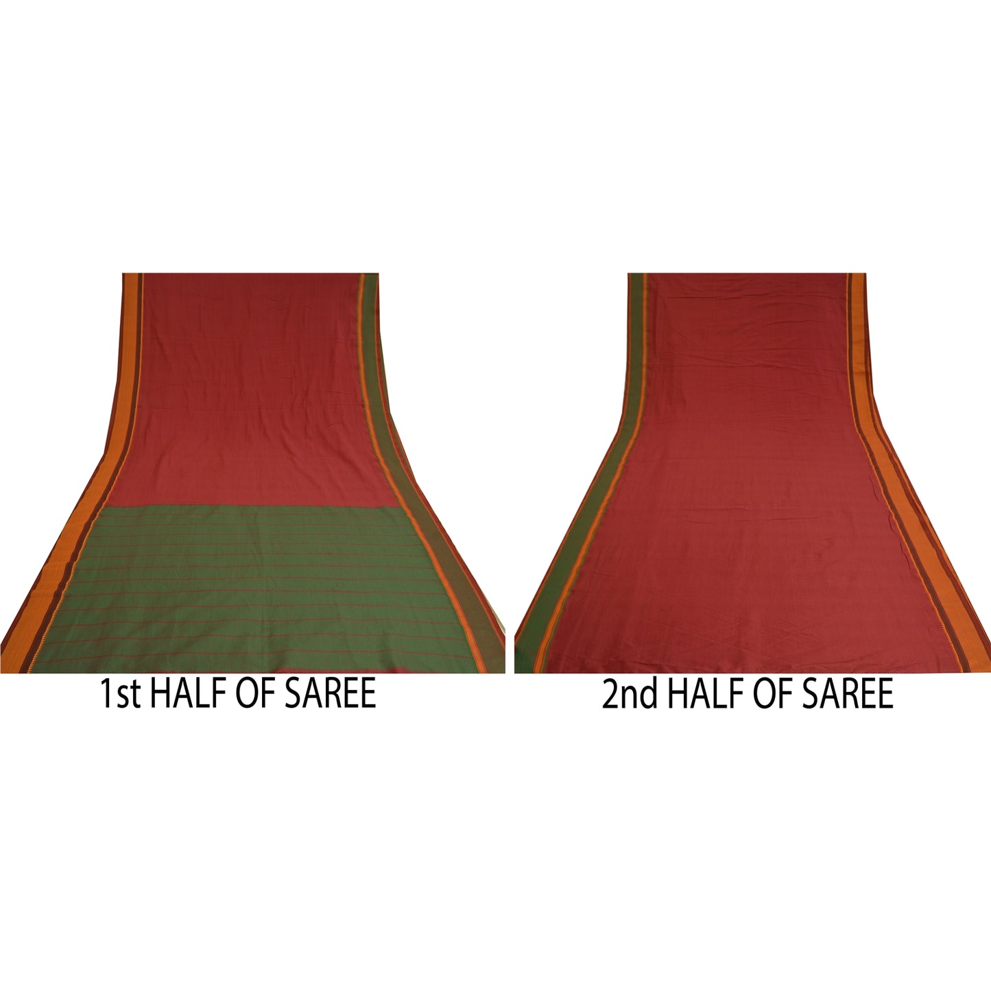 Sanskriti Vintage Dark Red Sarees Blend Cotton Woven Premium Sari Craft Sustainable Fabric