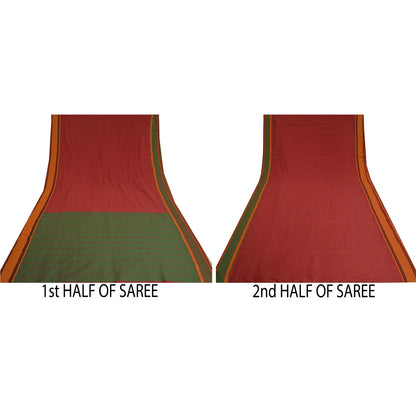 Sanskriti Vintage Dark Red Sarees Blend Cotton Woven Premium Sari Craft Sustainable Fabric