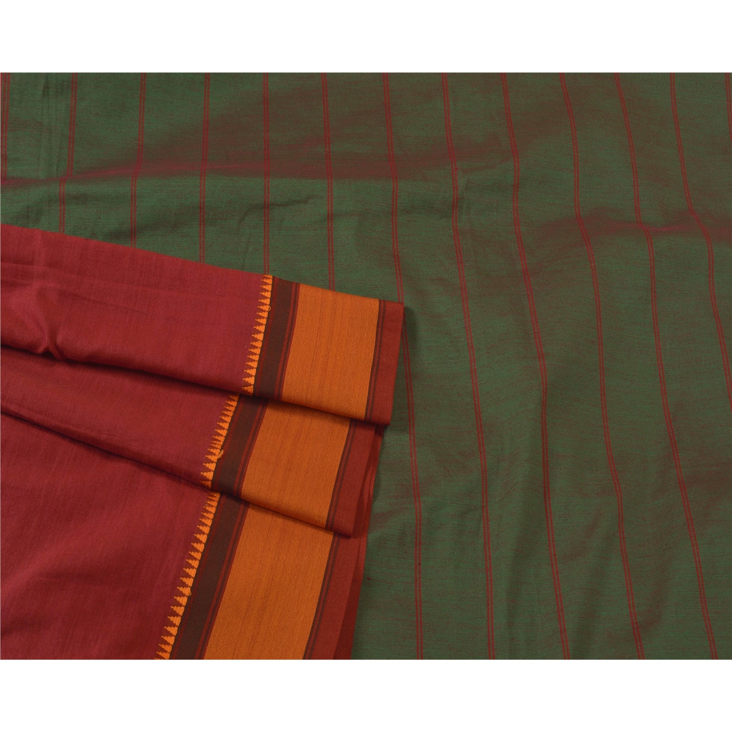 Sanskriti Vintage Dark Red Sarees Blend Cotton Woven Premium Sari Craft Sustainable Fabric