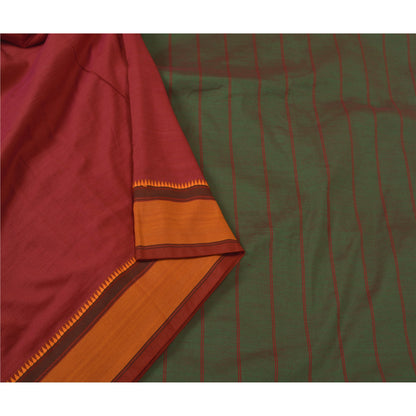 Sanskriti Vintage Dark Red Sarees Blend Cotton Woven Premium Sari Craft Sustainable Fabric