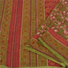 Sanskriti Vintage Dark Red Sarees 100% Pure Silk Hand Beaded Kantha Sari Sustainable Fabric