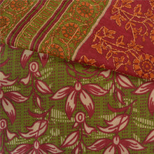 Load image into Gallery viewer, Sanskriti Vintage Dark Red Sarees 100% Pure Silk Hand Beaded Kantha Sari Fabric
