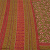 Sanskriti Vintage Dark Red Sarees 100% Pure Silk Hand Beaded Kantha Sari Sustainable Fabric