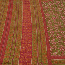 Load image into Gallery viewer, Sanskriti Vintage Dark Red Sarees 100% Pure Silk Hand Beaded Kantha Sari Fabric
