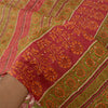Sanskriti Vintage Dark Red Sarees 100% Pure Silk Hand Beaded Kantha Sari Sustainable Fabric
