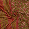 Sanskriti Vintage Dark Red Sarees 100% Pure Silk Hand Beaded Kantha Sari Sustainable Fabric