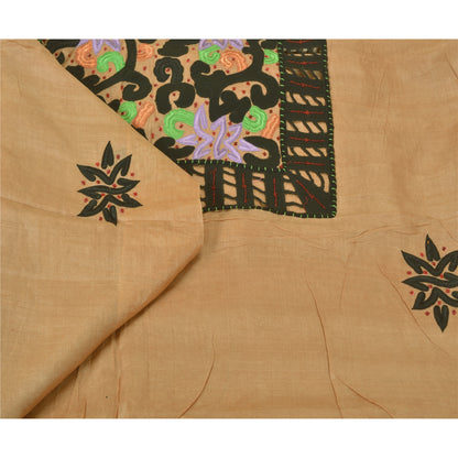 Sanskriti Vintage Peach Sarees 100% Pure Silk Hand Beaded Premium Sari Sustainable Fabric