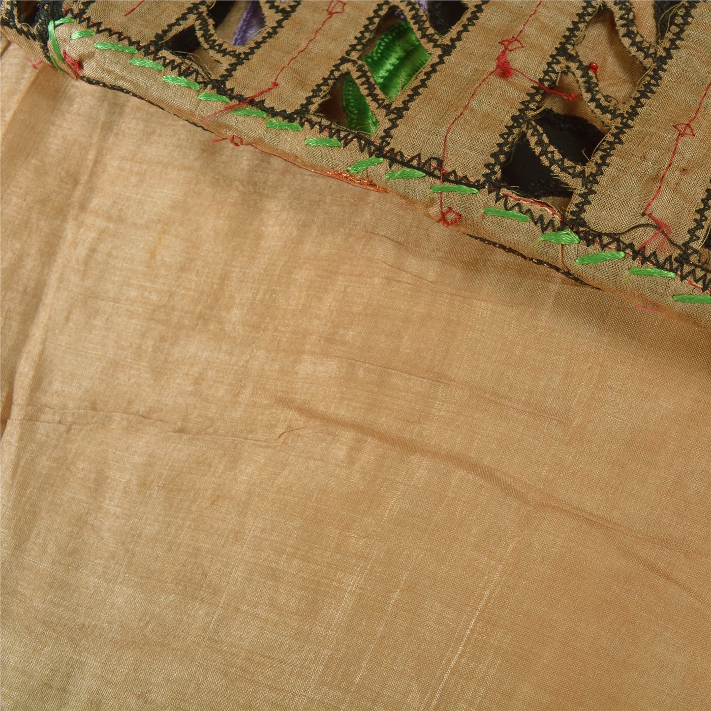 Sanskriti Vintage Peach Sarees 100% Pure Silk Hand Beaded Premium Sari Sustainable Fabric