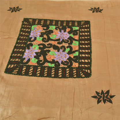 Sanskriti Vintage Peach Sarees 100% Pure Silk Hand Beaded Premium Sari Sustainable Fabric