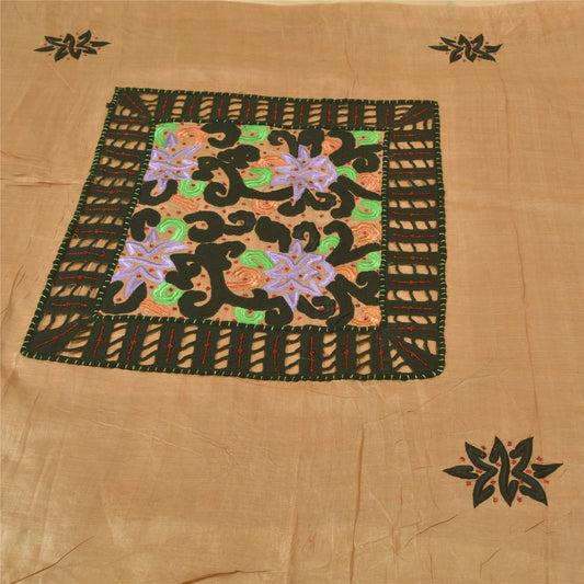 Sanskriti Vintage Peach Sarees 100% Pure Silk Hand Beaded Premium Sari Sustainable Fabric