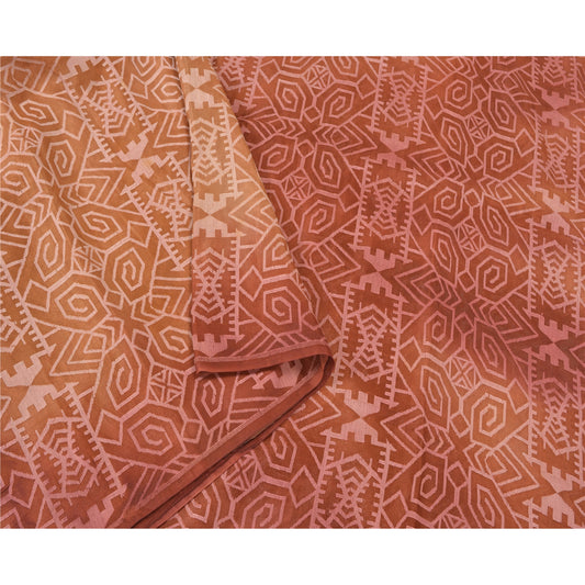 Sanskriti Vintage Brown Sarees 100% Pure Silk Woven Premium Sari Craft Sustainable Fabric