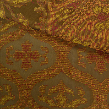 Санскритские винтажные коричневые сари из смеси шелка, тканая премиальная ткань для сари из экологически чистой ткани