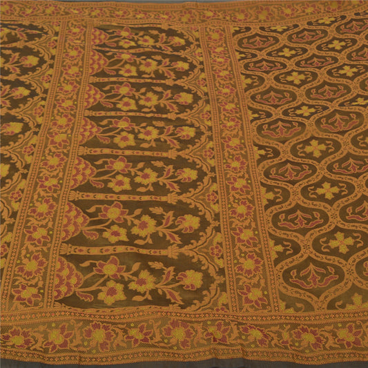 Sanskriti Vintage Brown Sarees Blend Silk Woven Premium Sari Craft Sustainable Fabric