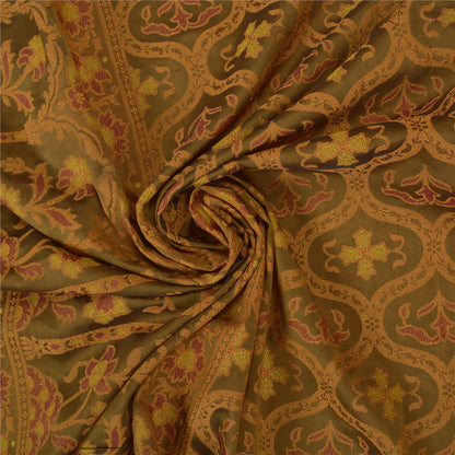 Санскритские винтажные коричневые сари из смеси шелка, тканая премиальная ткань для сари из экологически чистой ткани