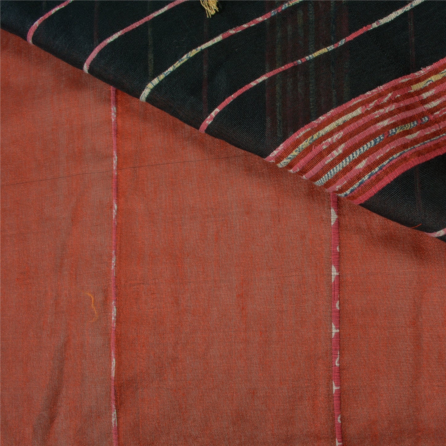 Sanskriti Vintage Orange Sarees Cotton Kalamkari Woven Premium Sari Sustainable Fabric