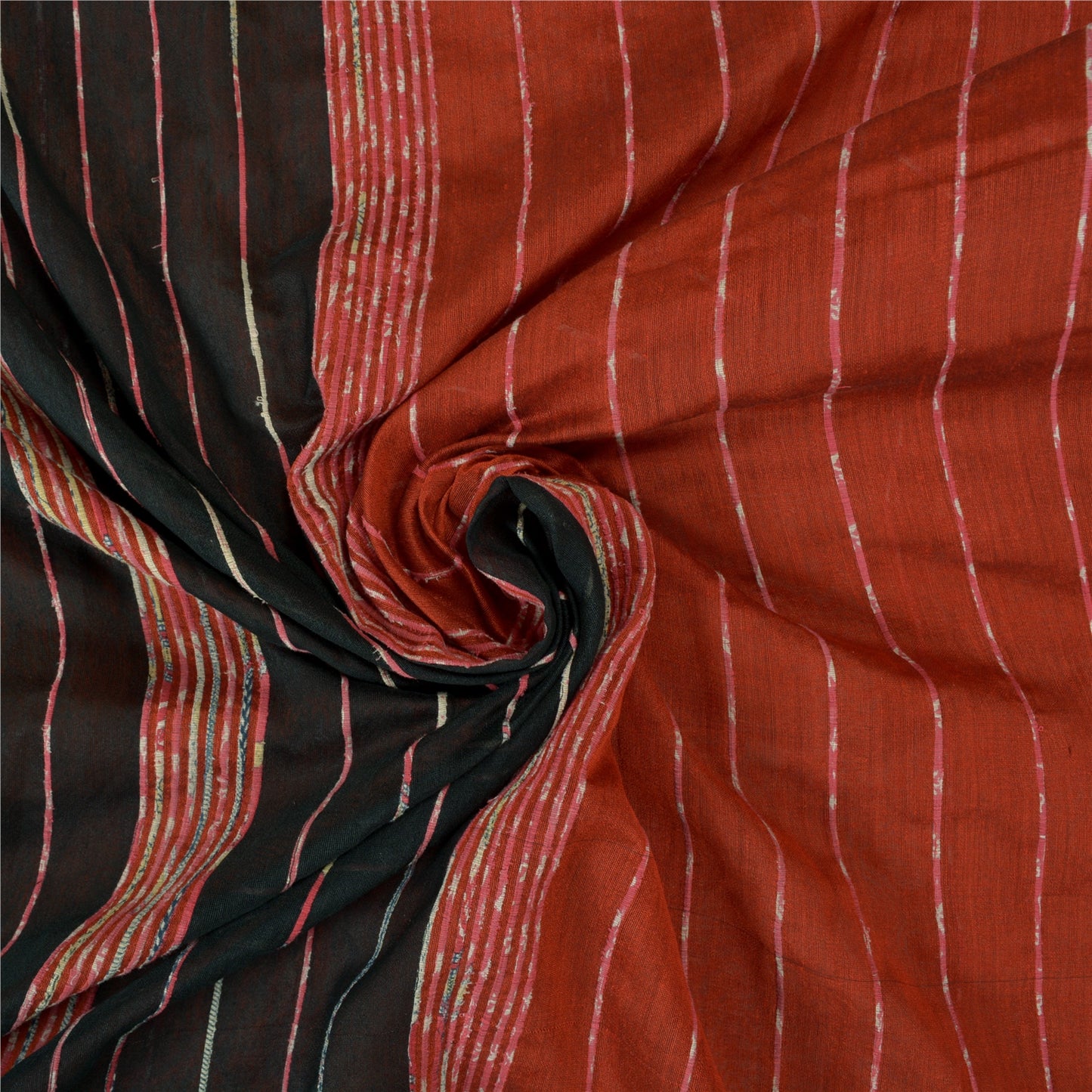 Sanskriti Vintage Orange Sarees Cotton Kalamkari Woven Premium Sari Sustainable Fabric