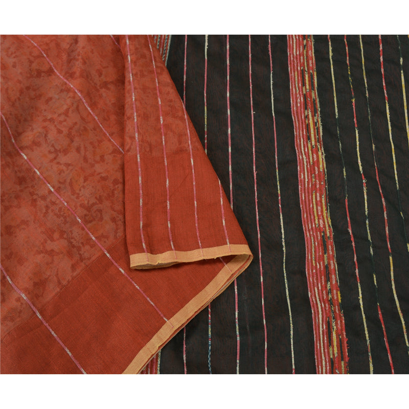 Sanskriti Vintage Orange Sarees Bomuld Kalamkari vævet Premium Sari bæredygtigt stof