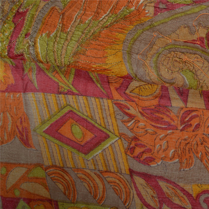 Sanskriti Vintage Indian Sarees 100% Pure Silk Hand Beaded Sari Craft Sustainable Fabric