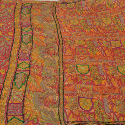 Sanskriti Vintage Indian Sarees 100% Pure Silk Hand Beaded Sari Craft Sustainable Fabric