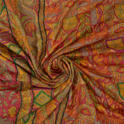 Sanskriti Vintage Indian Sarees 100% Pure Silk Hand Beaded Sari Craft Sustainable Fabric